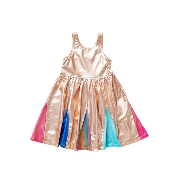 Girls Elowen Dress - Pink Dewdrop Block Print | Pink Chicken main image 1